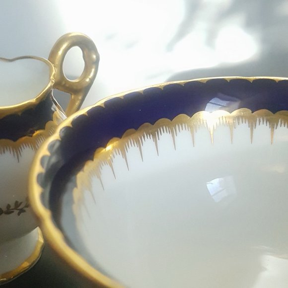 [COALPORT] Cobalt Spearpoint Small Bowl and Pitcher [6143 and 3691] (c. 1920-60) - Picture 10 of 12